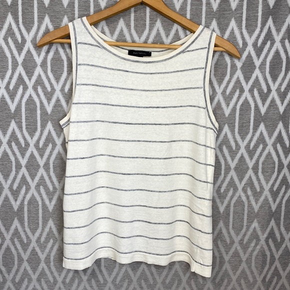 Ann Taylor Tops - Ann Taylor Cream & Gray Stripe Sleeveless Shell Top Size: Large